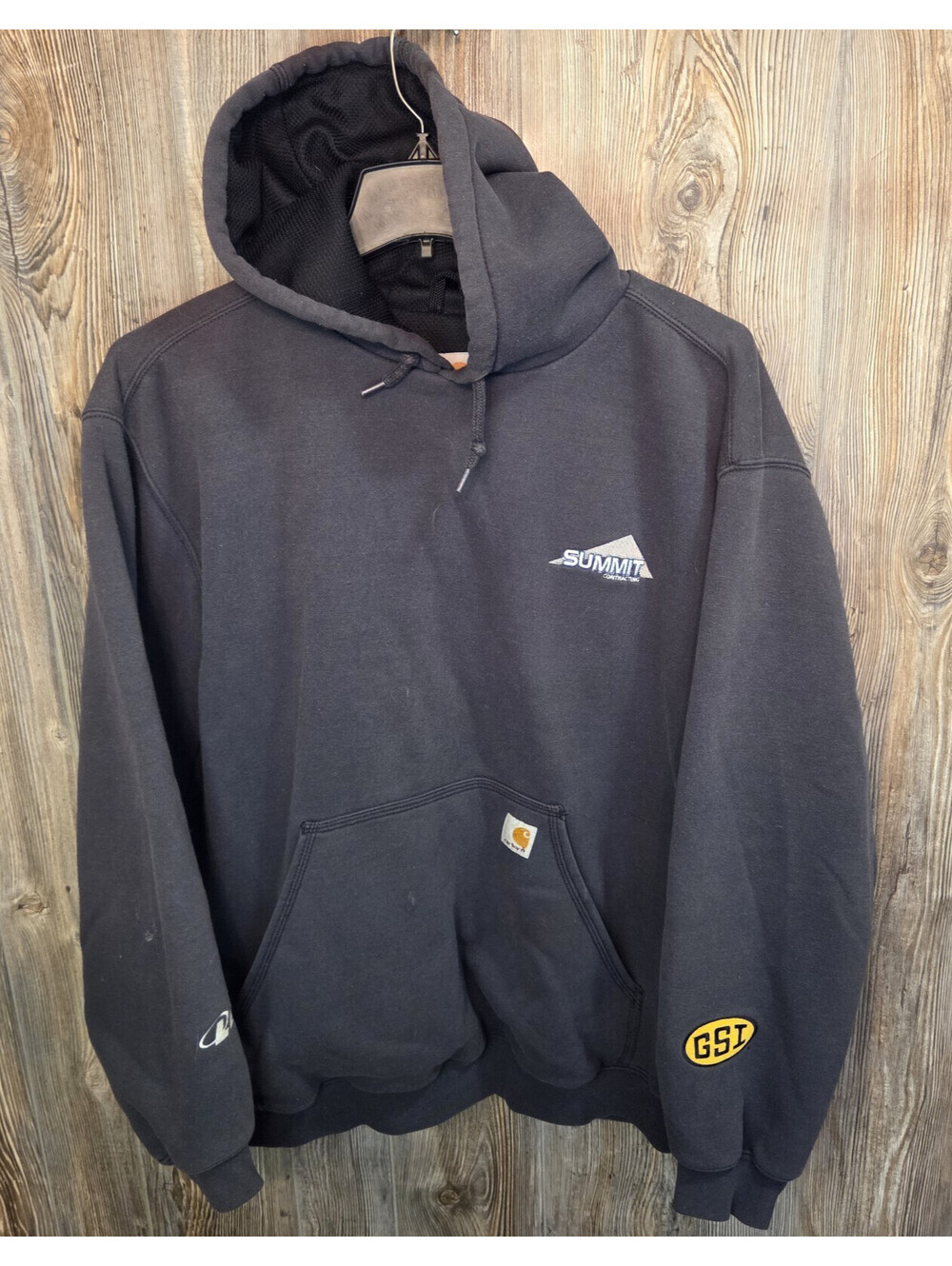 Carhartt Pullover Hoodie Black Rain Defender Heavy Duty Size XL Reg Embroidered